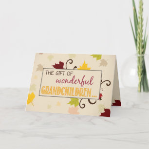 Erntedank-Geschenk des Enkelkind-Herbstlaubs Feiertagskarte