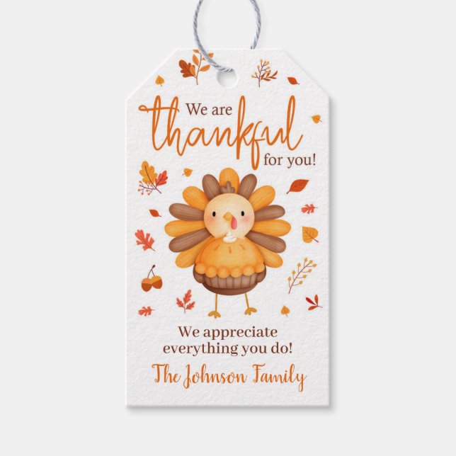 Erntedank-Geschenketiketten, wir sind Ihnen dankba Geschenkanhänger (Vorderseite)