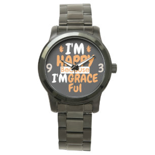Erntedank glücklich und grässlich Fall Theme Armbanduhr
