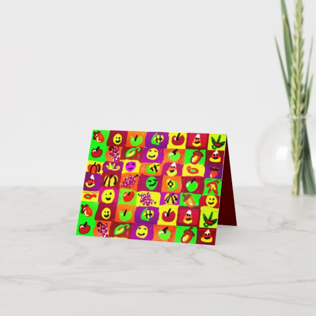 Erntedank Glücklicherweise Feiertagskarte (Vorderseite)