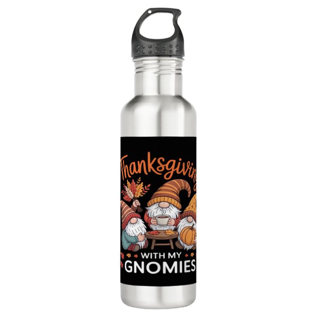 Erntedank Gnome Fall Leopard Türkei Essential T Edelstahlflasche (Vorderseite)