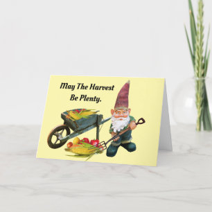 Erntedank Gnome Harvest Grußkarte Karte