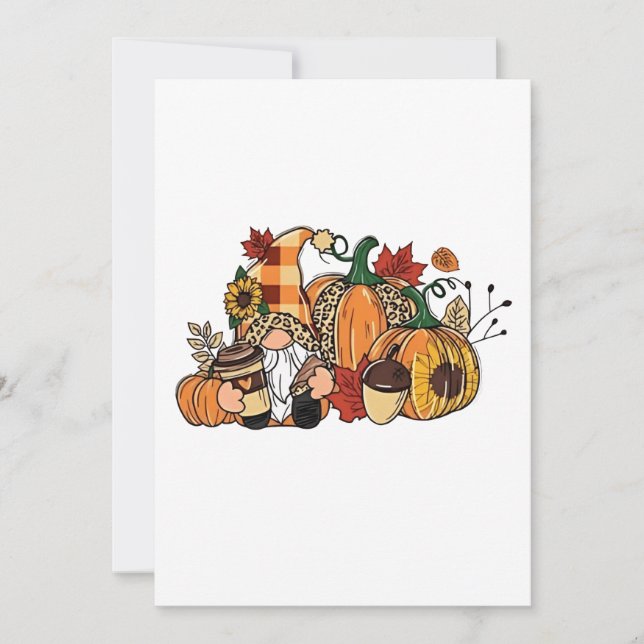 Erntedank Gnomes Herbstlaubs Gnomes Funny Fall Einladung (Vorderseite)