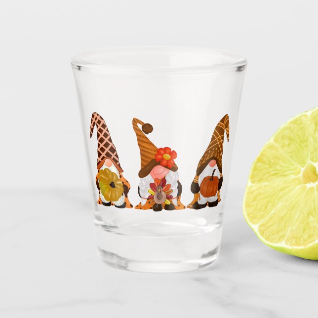 Erntedank Gnomes Shot Glass Schnapsglas (Vorderseite)