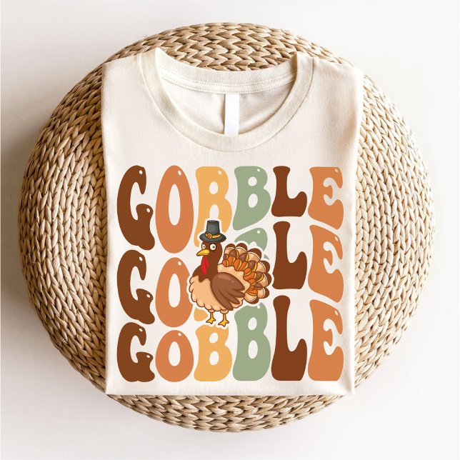 Erntedank Gobble Turkey Familienunternehmen Groovy T-Shirt (Thanksgiving Gobble Turkey Family Groovy T-Shirt)