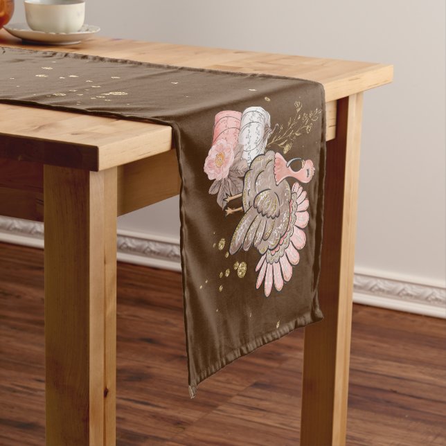 Erntedank Gobbler Türkei und Pumpkins Großer Tischläufer (Beispiel)