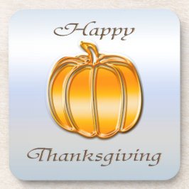 Erntedank Golden Pumpkin auf Silbergrundstück Getränkeuntersetzer