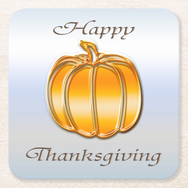 Erntedank Golden Pumpkin auf Silbergrundstück Rechteckiger Pappuntersetzer (Vorderseite)