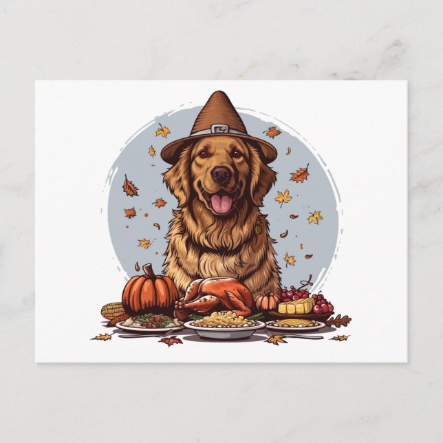Erntedank Golden Retriever Dog Postkarte (Vorderseite)