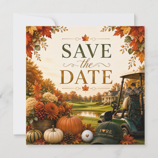 Erntedank-Golf-Feier-Einladung  Save The Date (Vorderseite)
