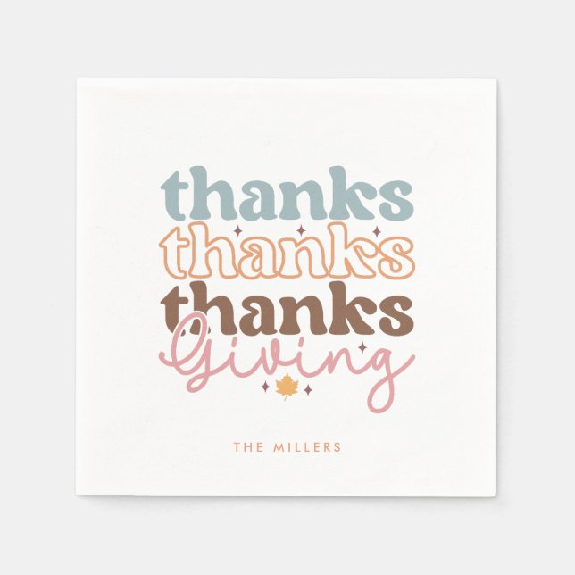 Erntedank Groovy Typografie Design Serviette (Vorderseite)