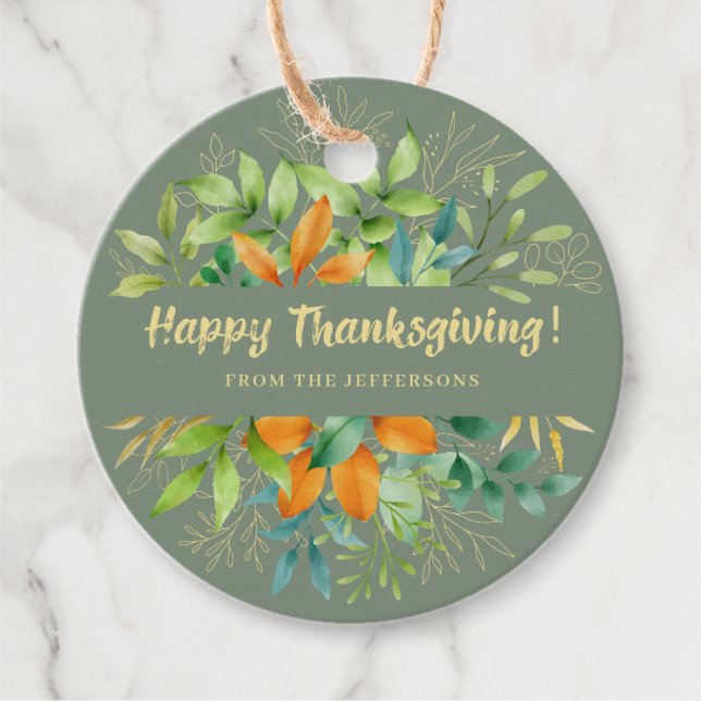 Erntedank Grüner Herbst lässt Wasserfarbenfall Geschenkanhänger (Vorderseite)