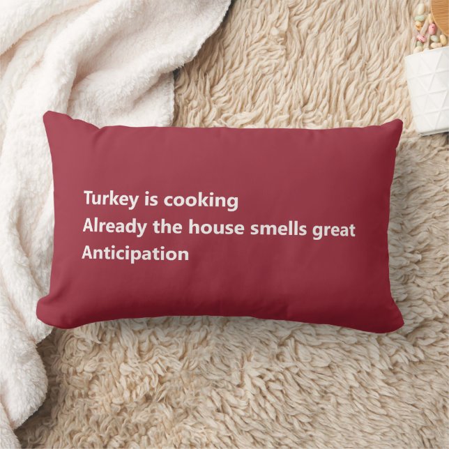 Erntedank Haiku Gedicht Minimal Burgundy Red Lendenkissen (Decke)