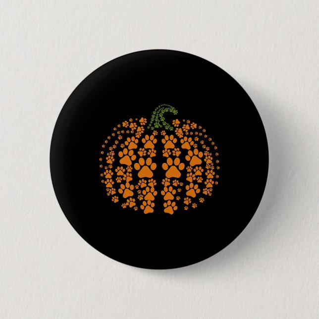 Erntedank Halloween Fall Niedlich Paws Pumpkin Pet Button (Vorderseite)
