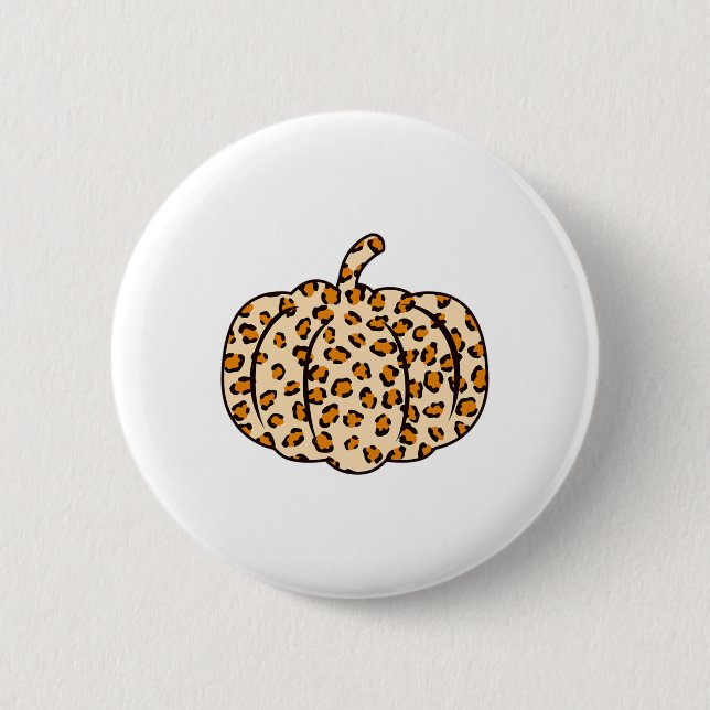 Erntedank Halloween Fall Tier Leopard Pumpkin Button (Vorderseite)