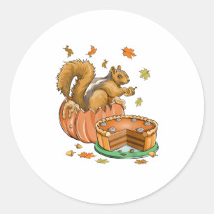Erntedank Halloween Pumpkin Eichhörnchen Funn Runder Aufkleber