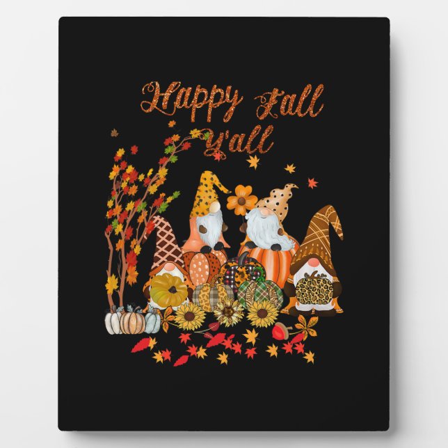 Erntedank Happy Fall Yall Gnome Leopard Fotoplatte (Vorderseite)