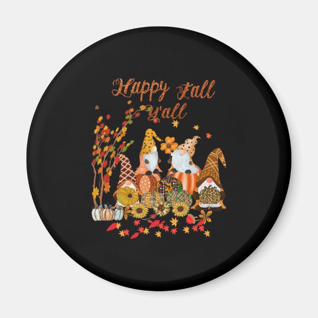 Erntedank Happy Fall Yall Gnome Leopard Magnet (Vorne)