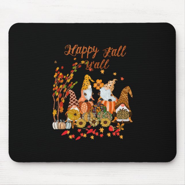 Erntedank Happy Fall Yall Gnome Leopard Mousepad (Vorne)