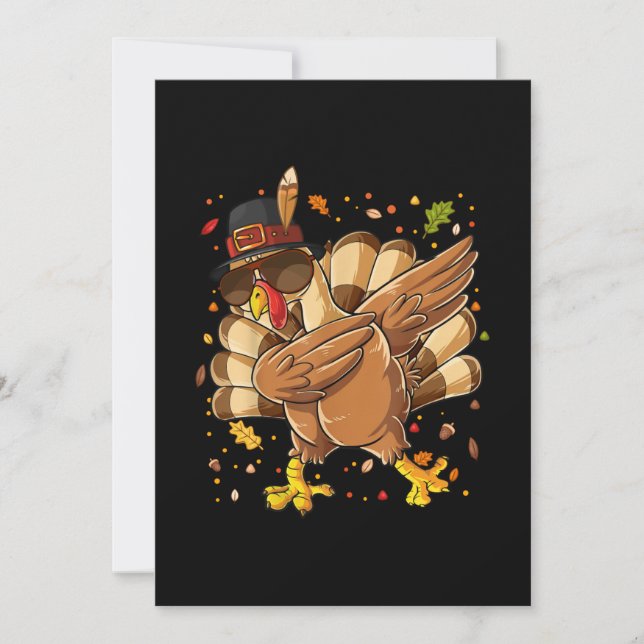 Erntedank-Happy Thanksgiving Dabbing Türkei Save The Date (Vorderseite)