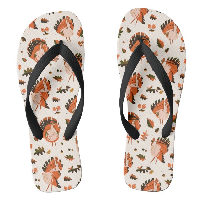 Erntedank Happy Turkey Day Mustergeschenk Flip Flops (Fußbett)