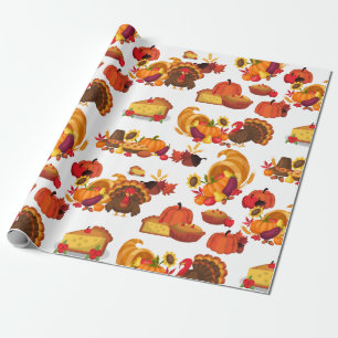 Erntedank Happy Turkey Day Pumpkin Muster Geschenk Geschenkpapier