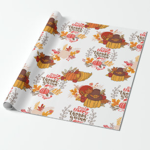 Erntedank Happy Turkey Day Pumpkin Muster Geschenk Geschenkpapier