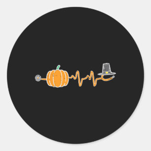 Erntedank Heartbeat Pumpkin Stethoscope Fall Sc Runder Aufkleber