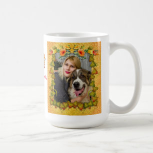 Erntedank Herbst Ahornleder und Sonnenblumen Kaffeetasse