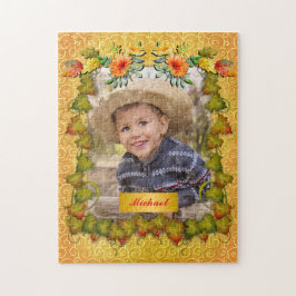 Erntedank Herbst Ahornleder und Sonnenblumen Puzzle