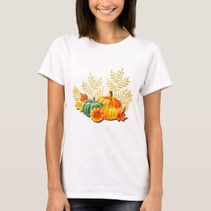 Erntedank Herbst Ahornleder und Sonnenblumen T-Shirt