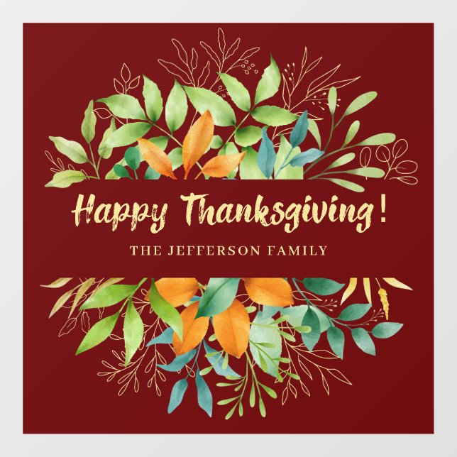 Erntedank Herbst Blätter Wasserfarbe Fensteraufkleber (Blatt)