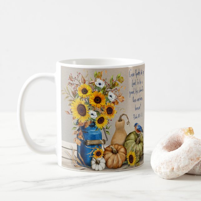 Erntedank Herbst Blütenblume Kaffeetasse (Mit Donut)