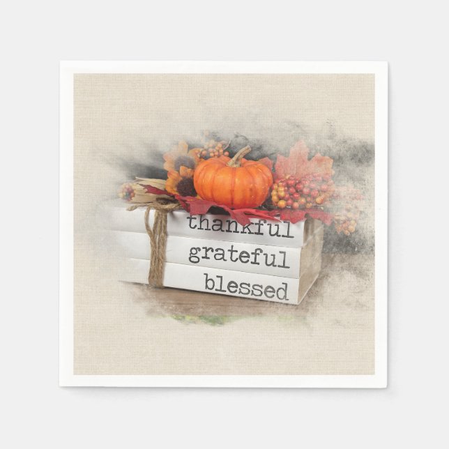 Erntedank-Herbst-Buchstapel Serviette (Vorderseite)