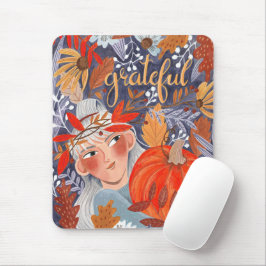 Erntedank Herbst verlässt dankbare Girl-Planer Mousepad