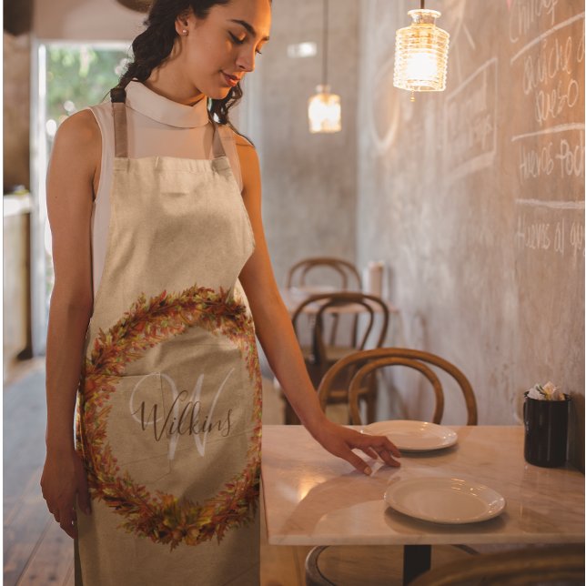 Erntedank Herbstfallen Blätter Monogramm Schürze (Von Creator hochgeladen)