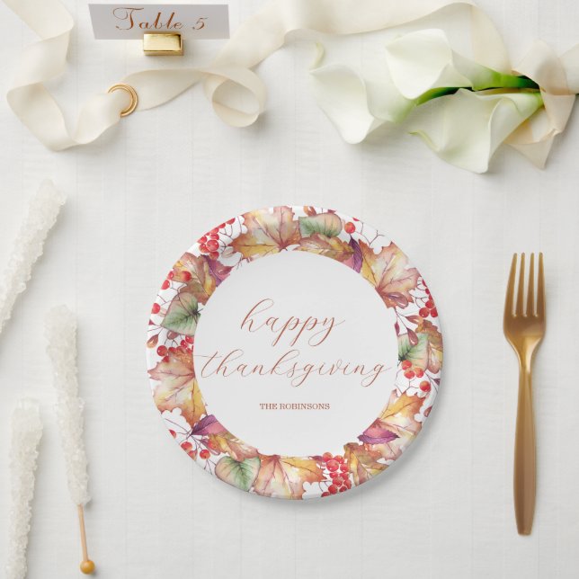 Erntedank Herbstfarben Blumenstrauß Pappteller (Hochzeit)
