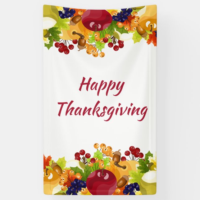 Erntedank Herbstlaubs Apples Berries Editable Banner (Vertikal)