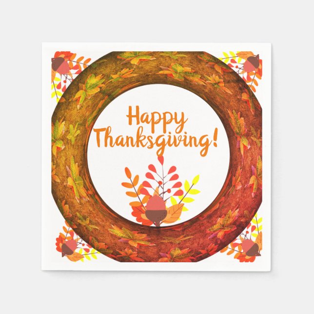 Erntedank Herbstleaves & Acorn Serviette (Vorderseite)