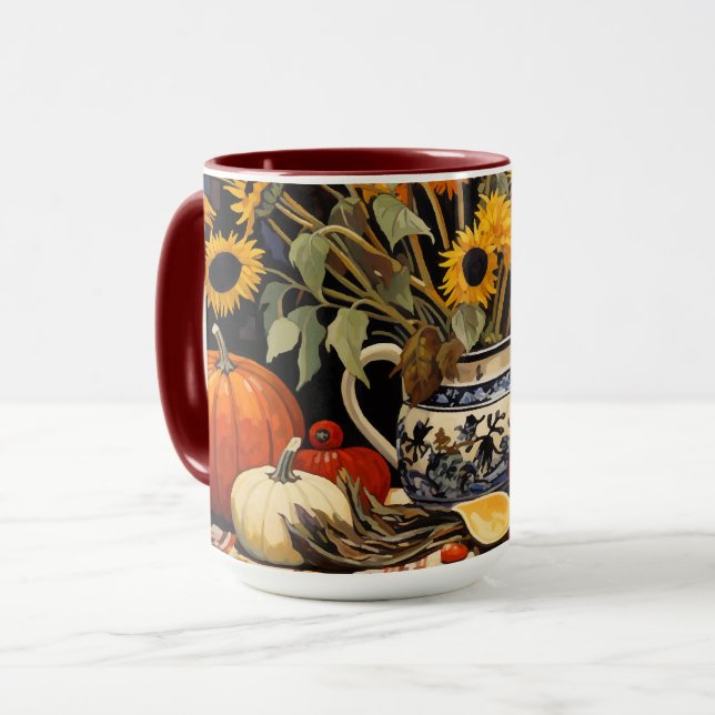 Erntedank Herbstmalerei Tasse (Vorderseite Links)