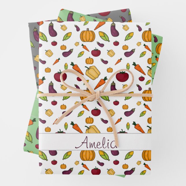 Erntedank Herbstpflanzlicher Name Geschenkpapier Set (Beispiel)