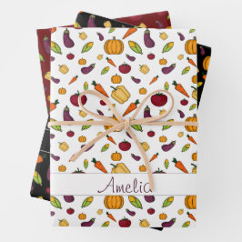 Erntedank Herbstpflanzlicher Name Geschenkpapier Set