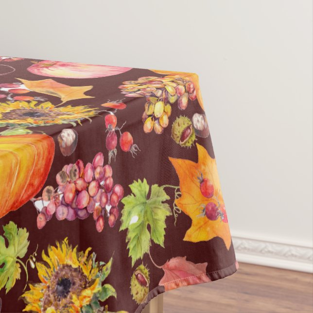 Erntedank Herbstpumpen Sonnenblume auf Burgund Tischdecke (Beispiel)
