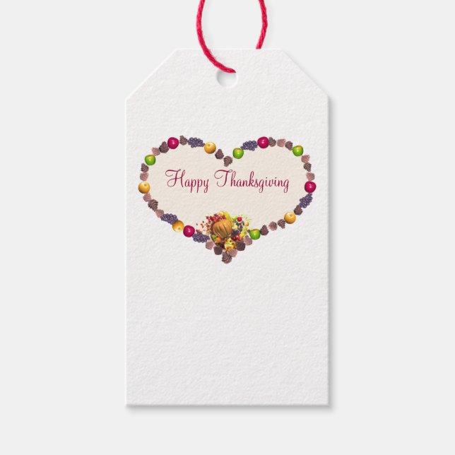 Erntedank Herz und Cornucopia Geschenkanhänger (Vorderseite)