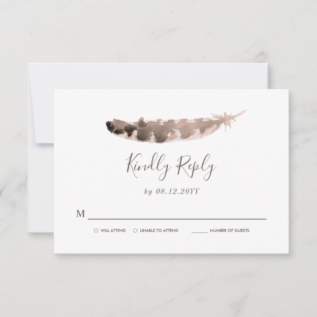 Erntedank Hochzeit | Helle Türkei Feather UAWG RSVP Karte (Vorderseite)