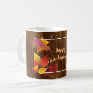 Erntedank Holiday Fall Maple Blätter Holzdekoratio Kaffeetasse