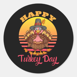 Erntedank Holiday Happy Turkey Day Runder Aufkleber