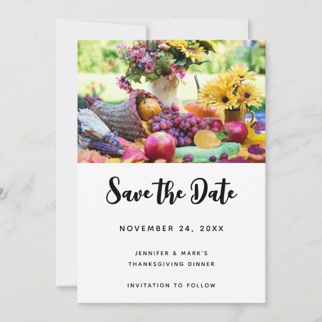 Erntedank Holiday Herbst Erntetisch Save The Date (Vorderseite)