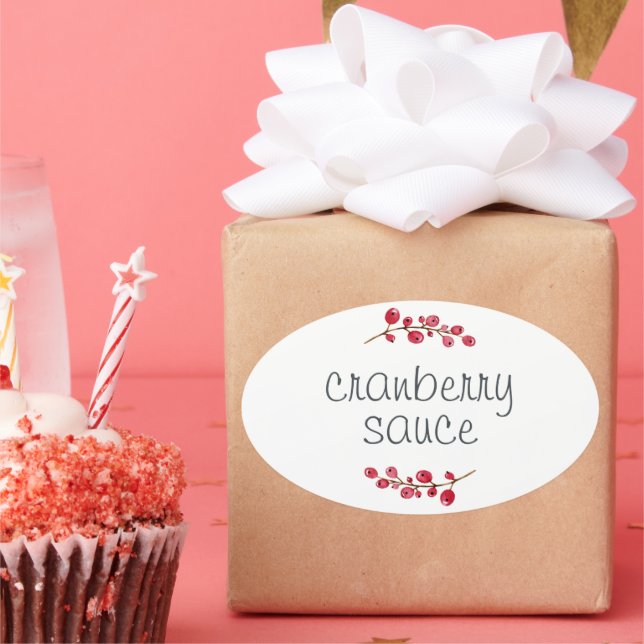 Erntedank Homemade Cranberry Sauce Ovaler Aufkleber (Party)
