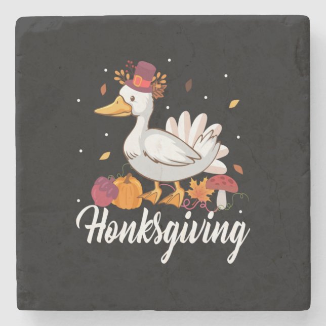 Erntedank Honksgiving Steinuntersetzer (Vorderseite)
